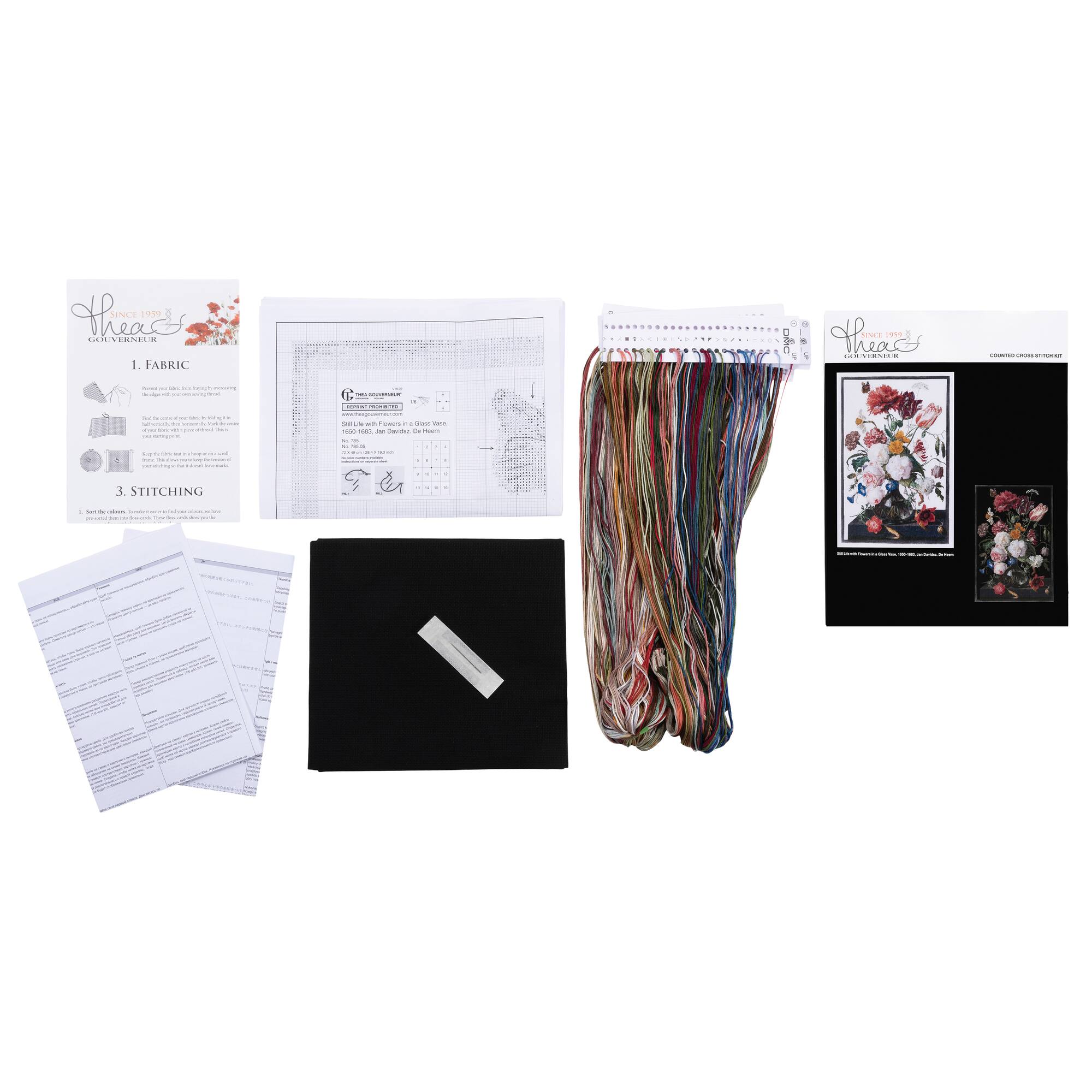 Thea Gouverneur Since 1959® Flower Still Life Counted Cross Stitch Kit